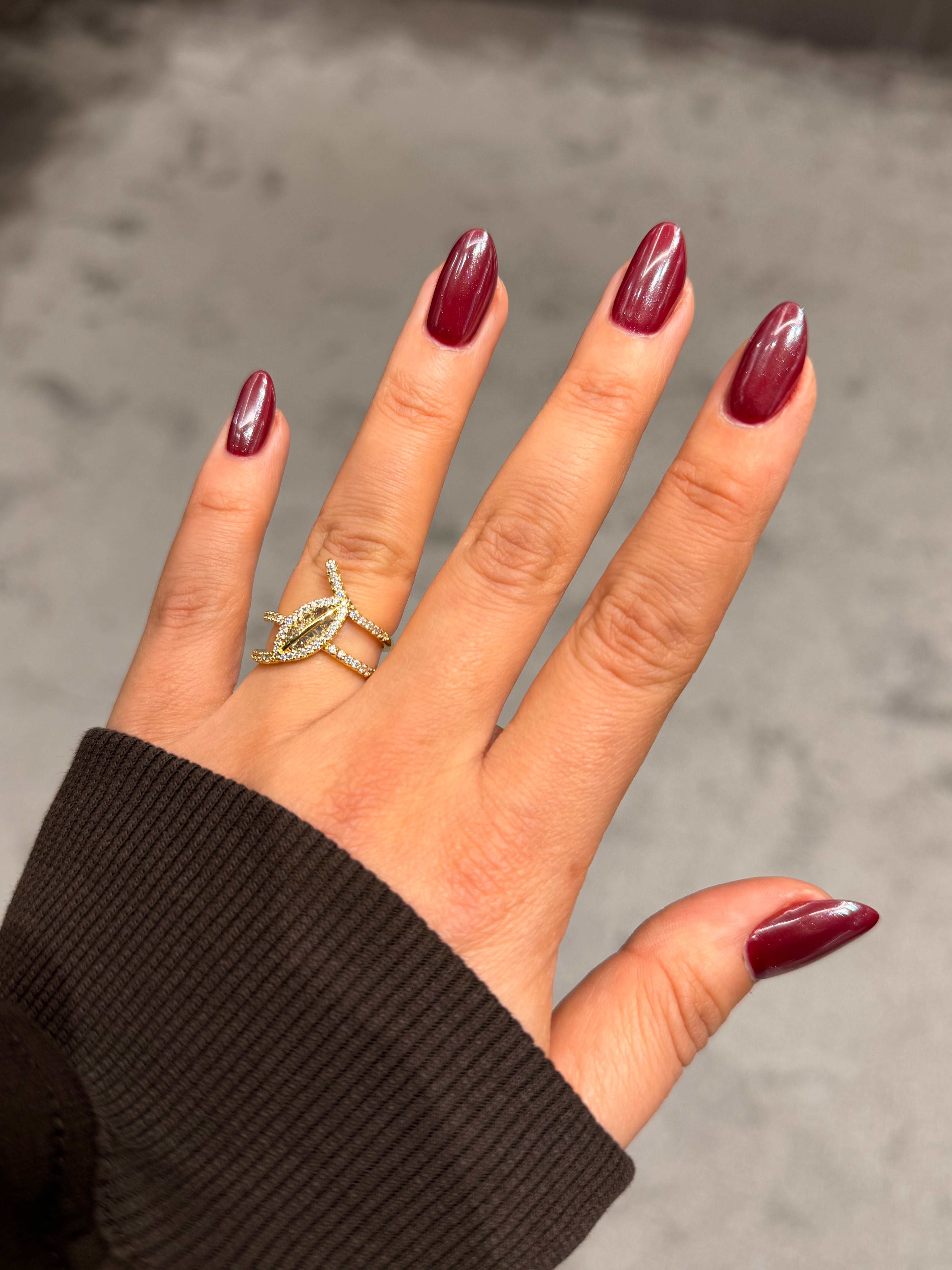 Yaprak Tasarım Model Ayarlanabilir Yüzük Gold