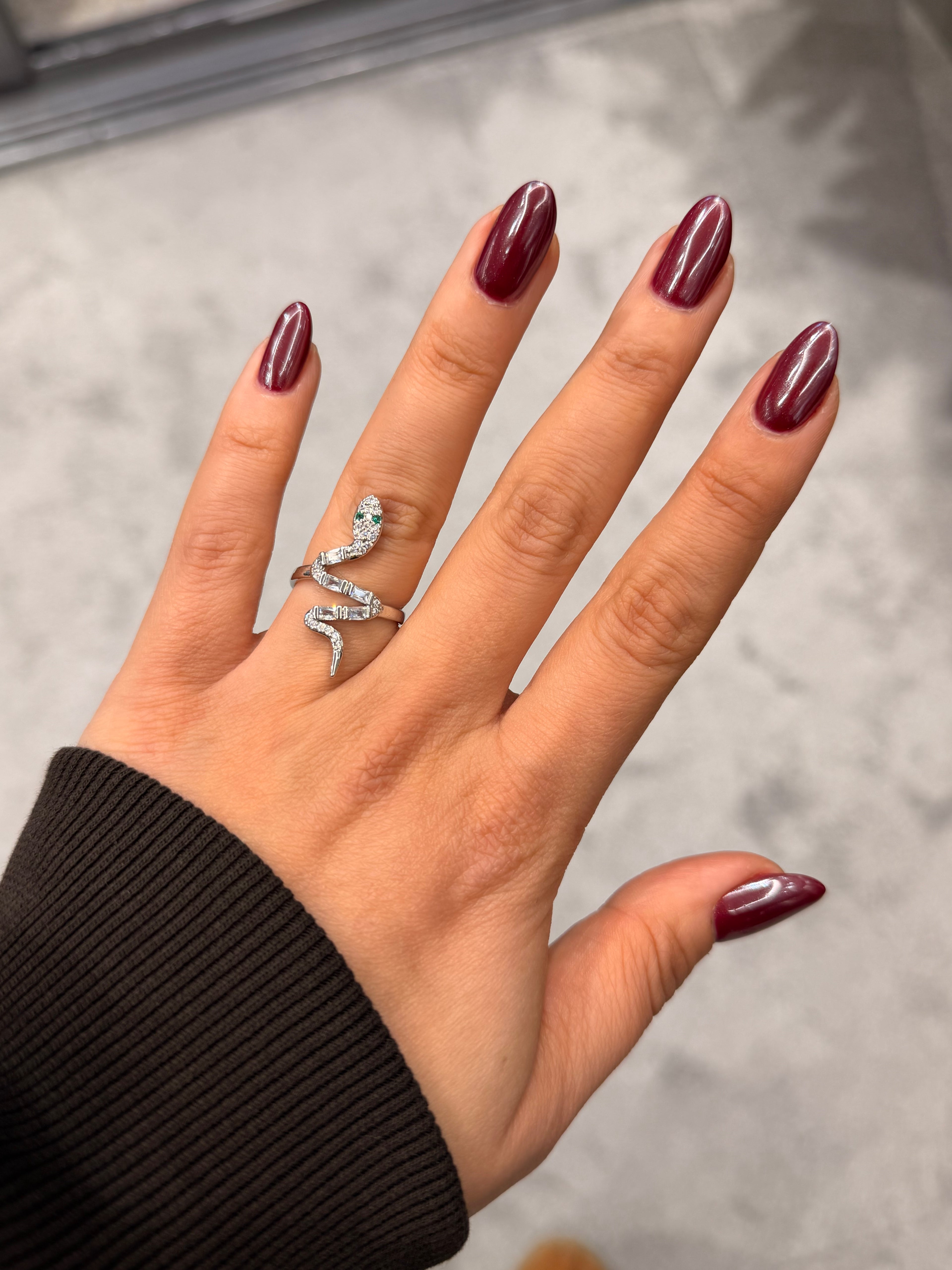 Taşlı Yılan Model Ayarlanabilir Silver Yüzük