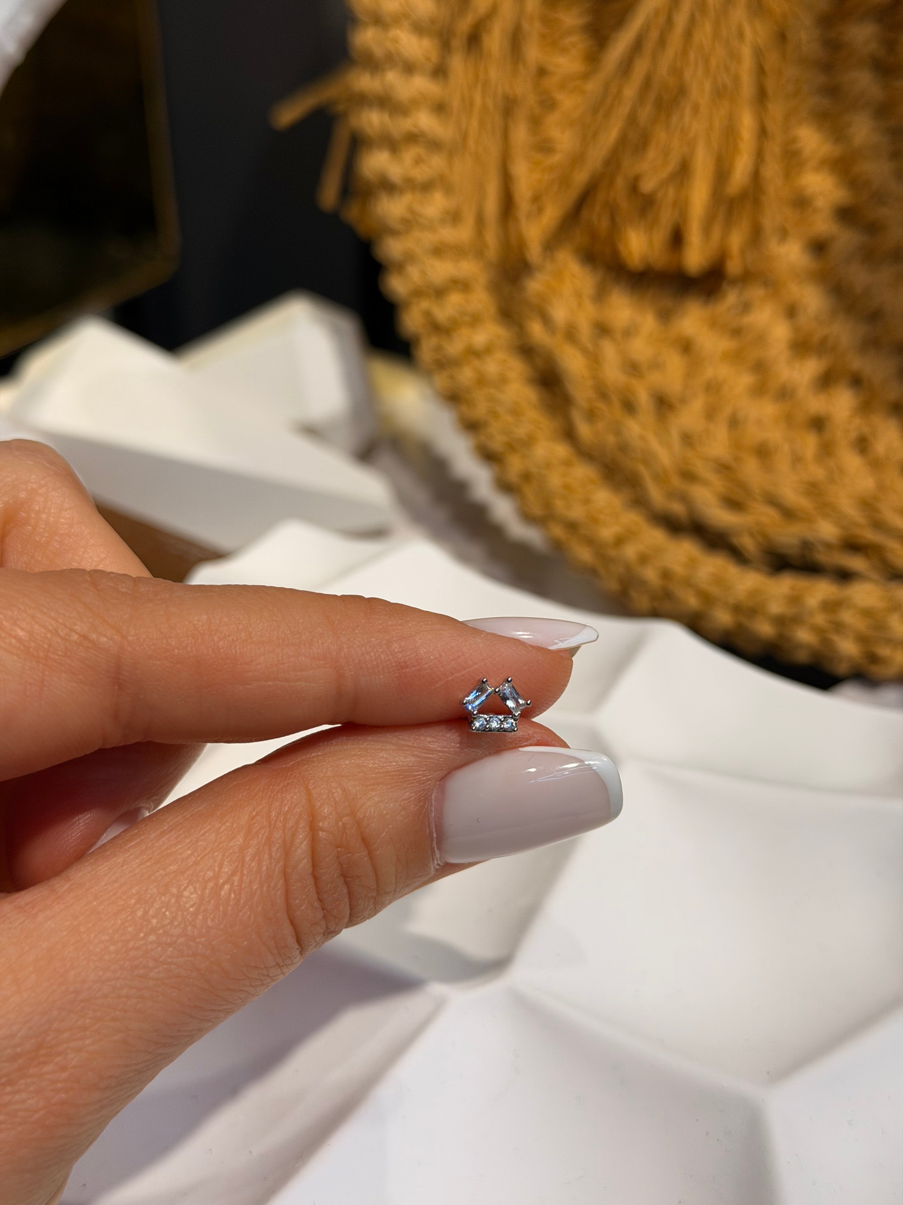 Geometrik Model Cerrahi Piercing Silver