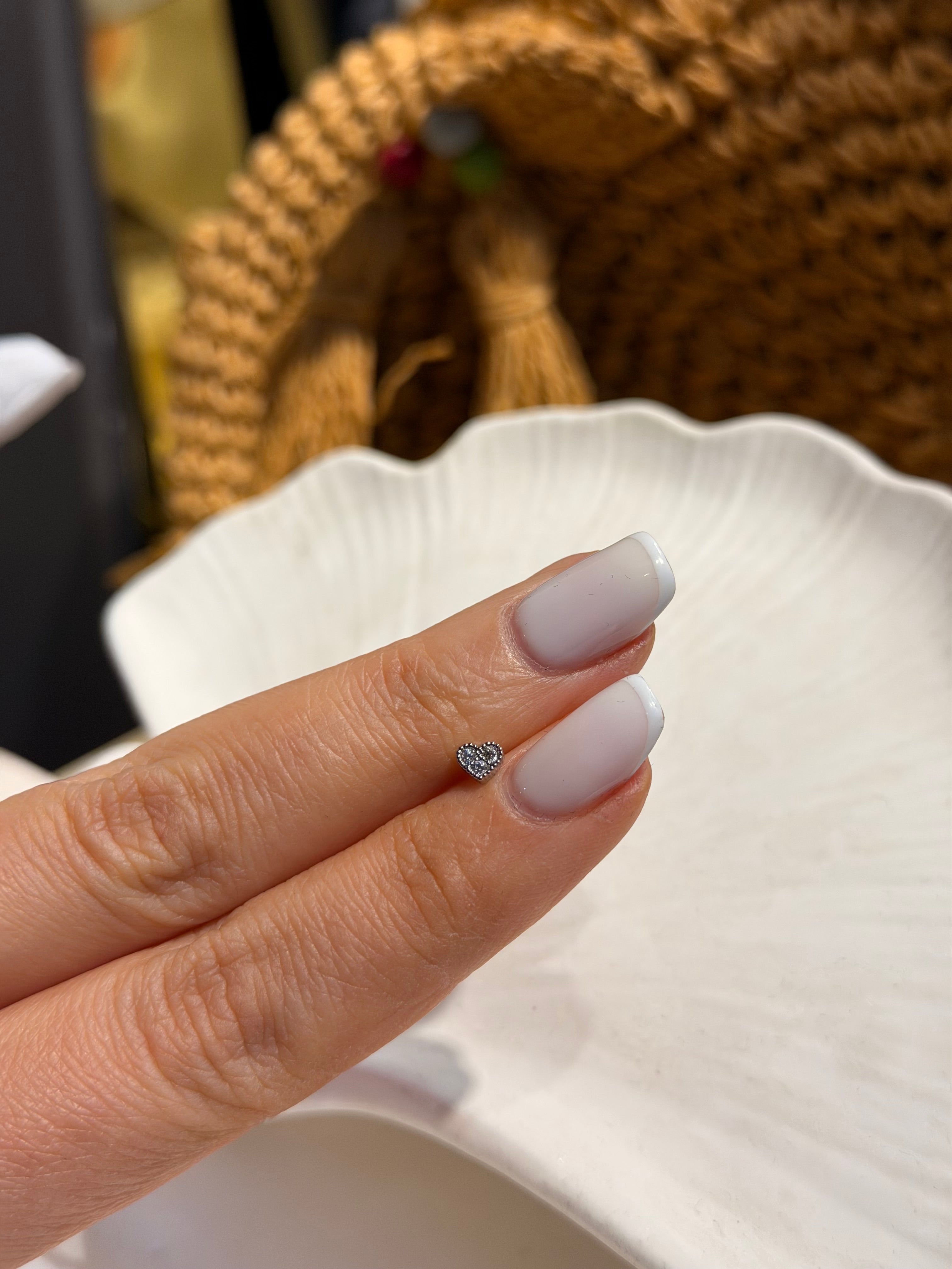 Geometrik Kalp Model Cerrahi Piercing Silver