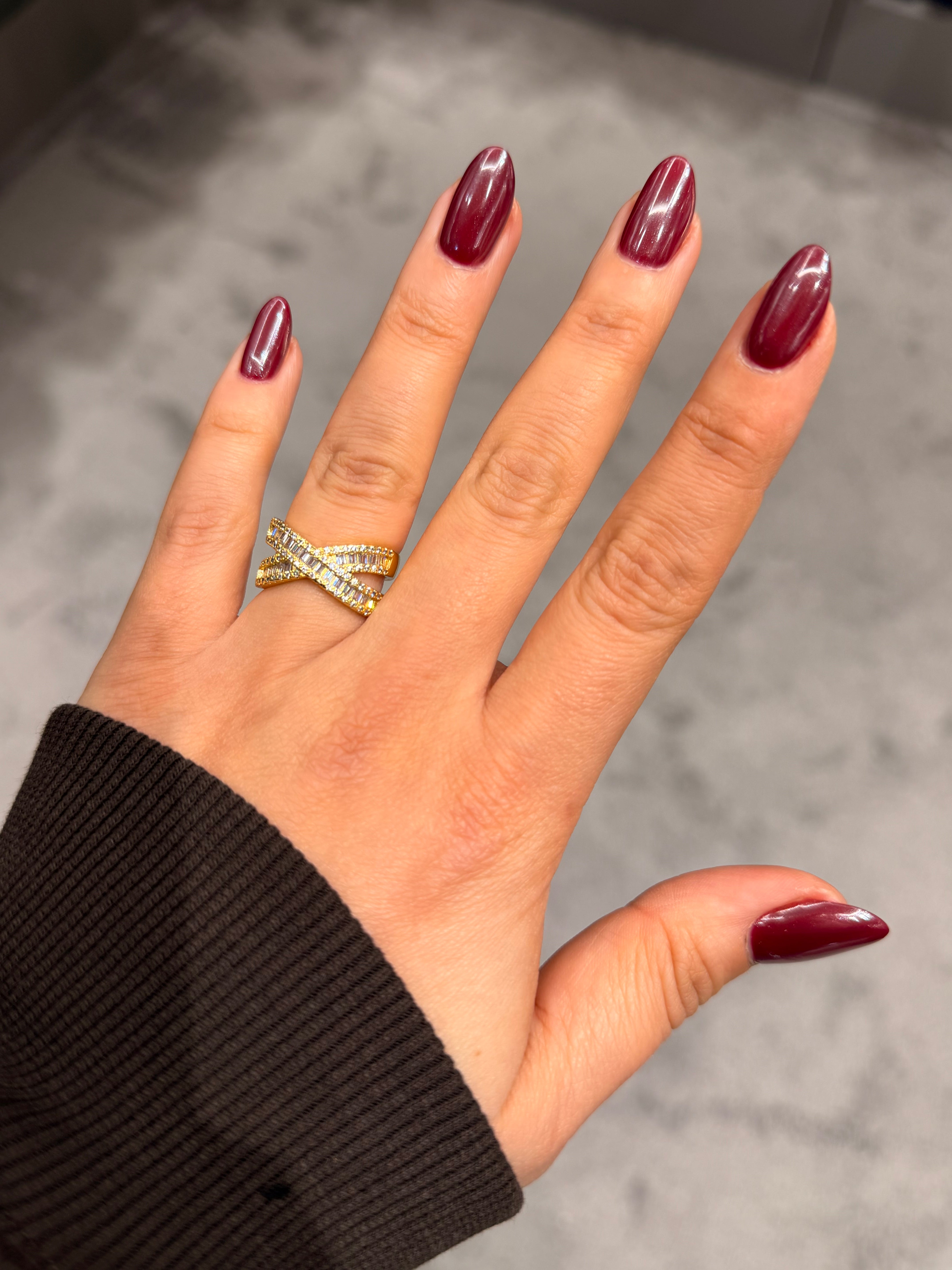 Çapraz Pırlanta Model Ayarlanabilir Gold Yüzük Ürün ikincil görseli