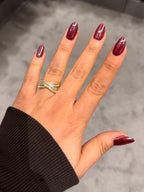 Çapraz Pırlanta Model Ayarlanabilir Gold Yüzük