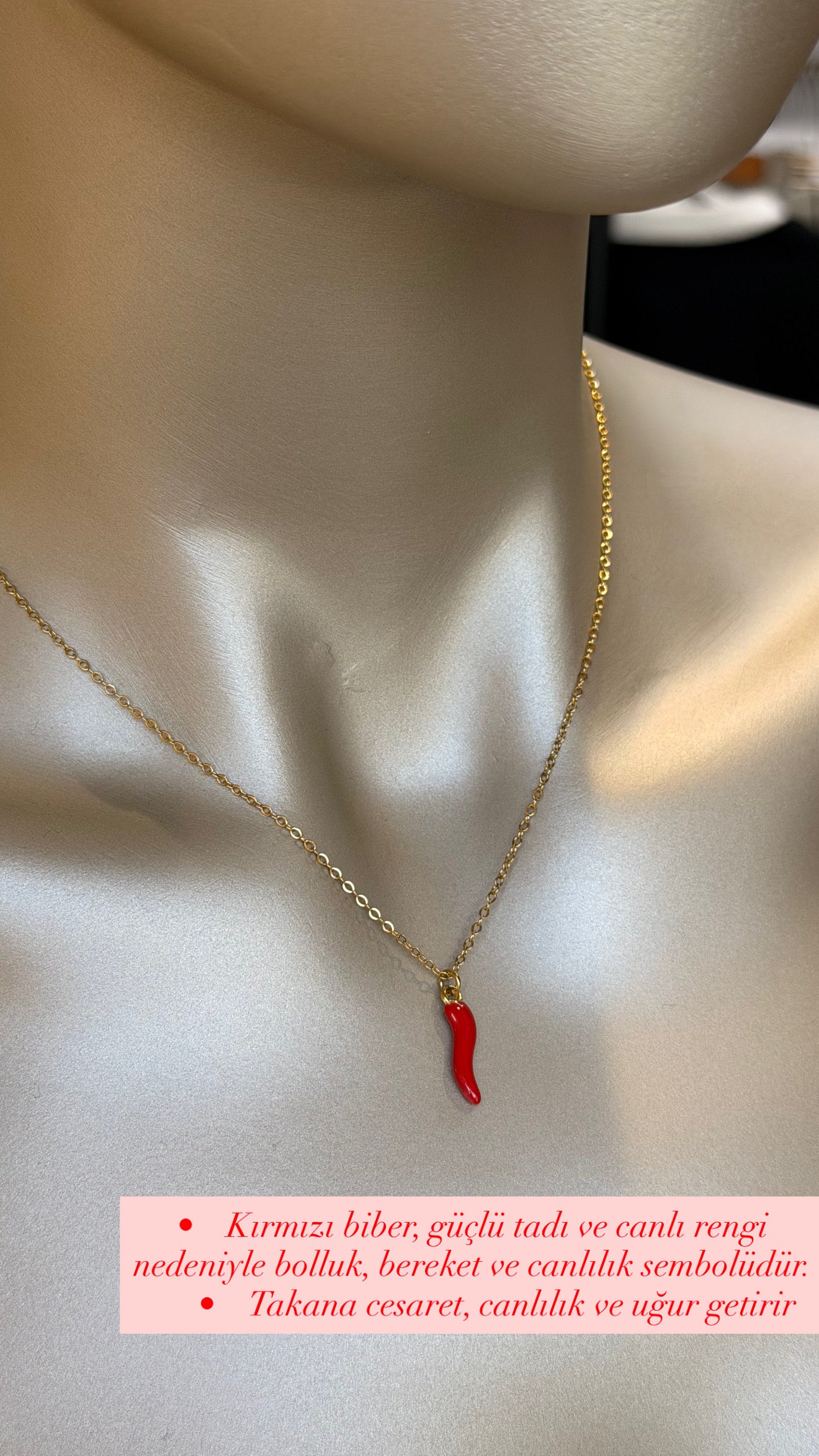 Kırmızı Biber Şans Model Kolye Ürün ikincil görseli