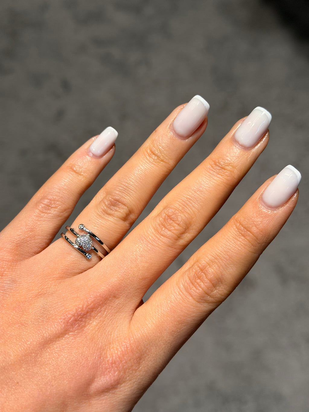 Şeritli Kalp Model Ayarlanabilir Yüzük Silver