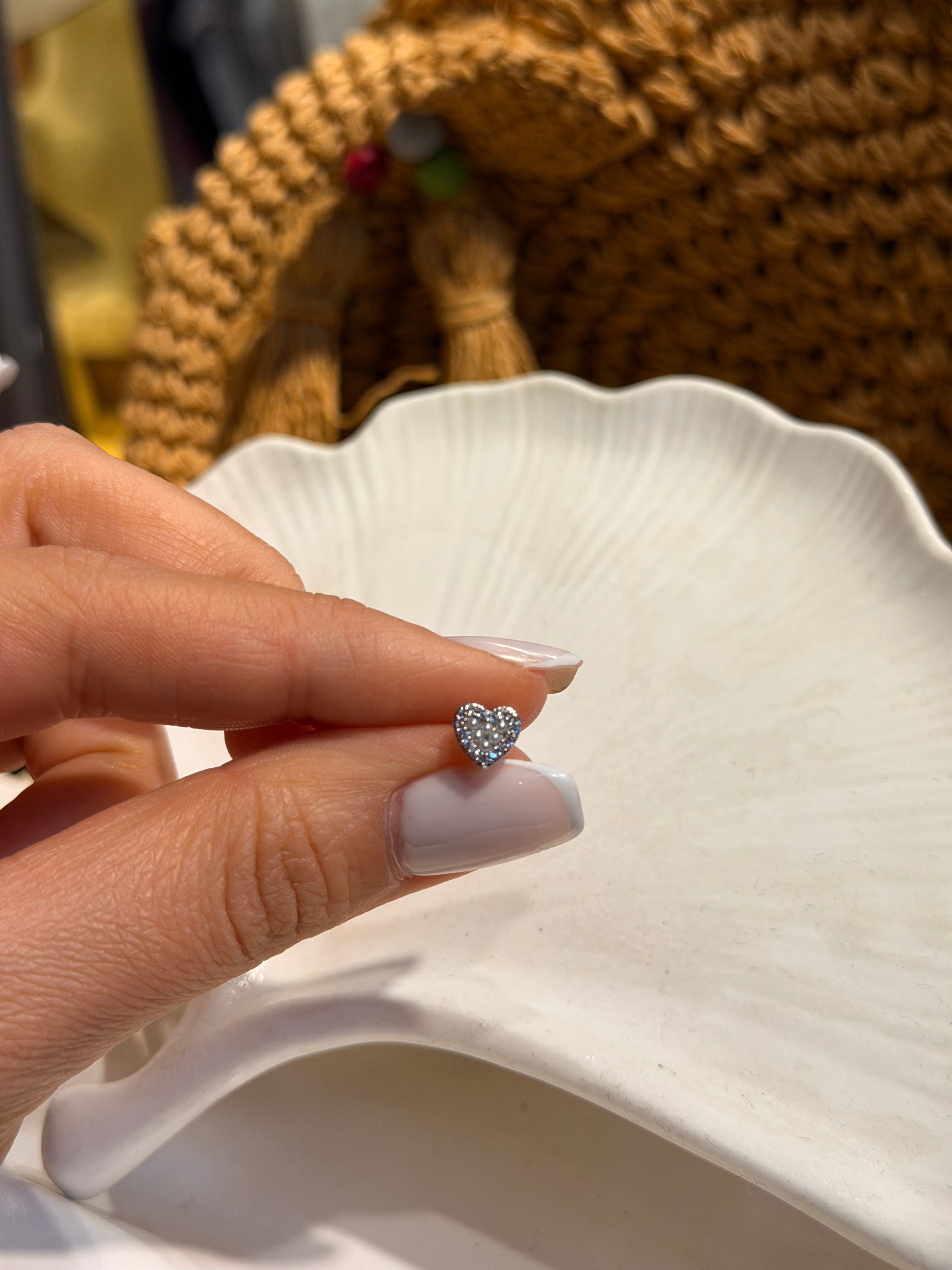 İncili Kalp Model Cerrahi Piercing Silver Ürün ana görseli