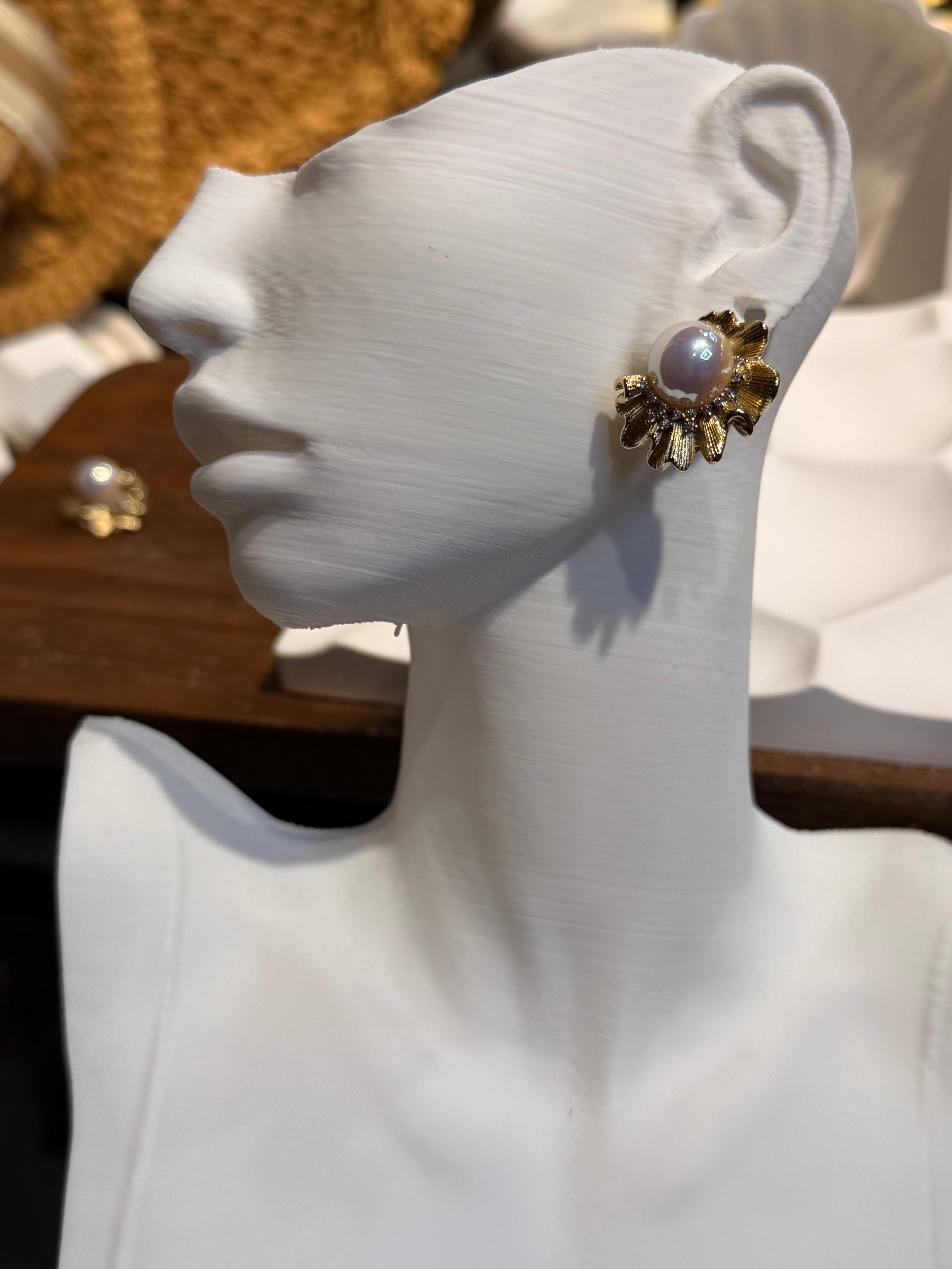 Xuping Vıntage İnci Yelpaze Model Küpe