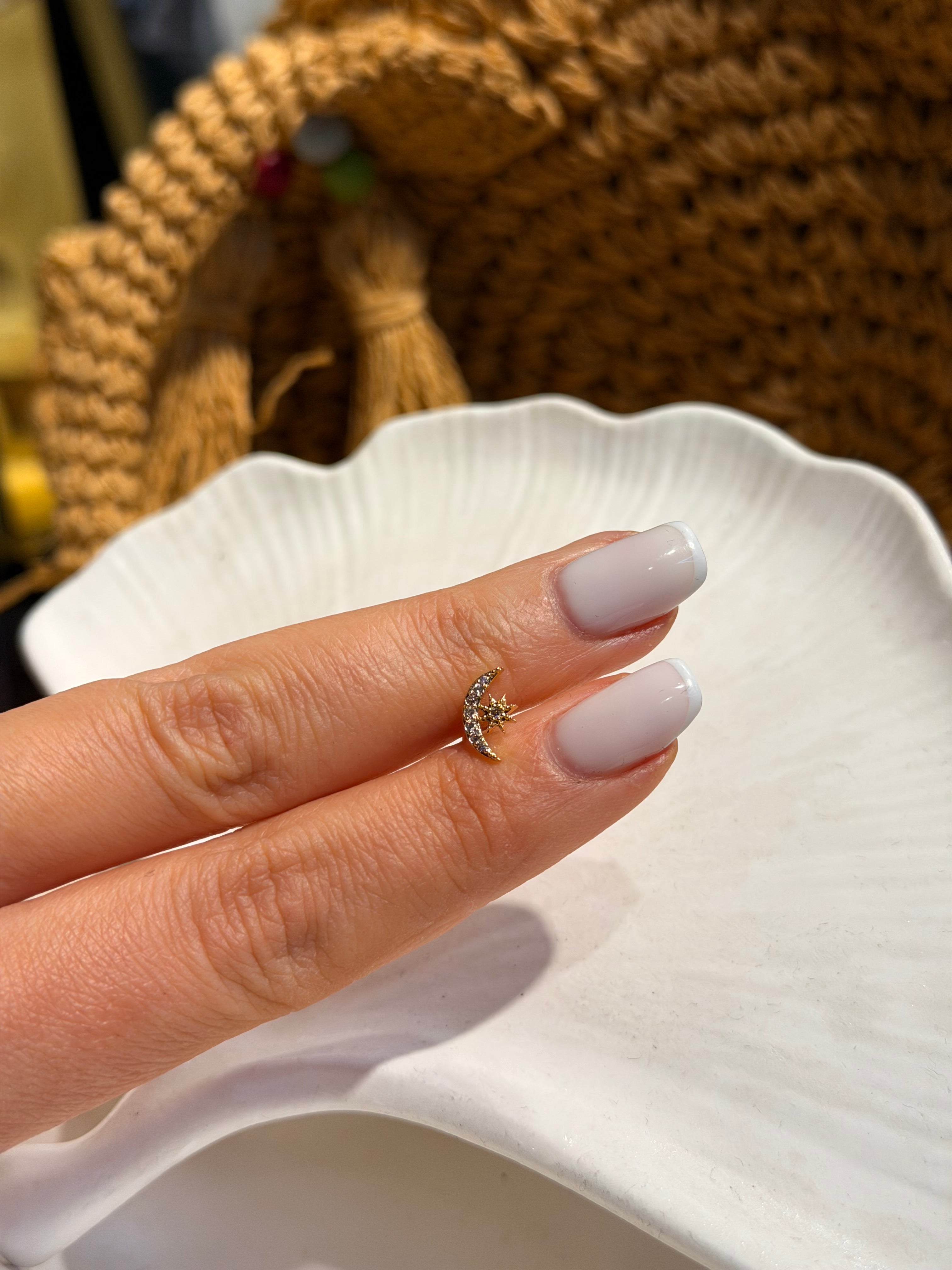 Ay Yıldız Model Cerrahi Piercing Gold