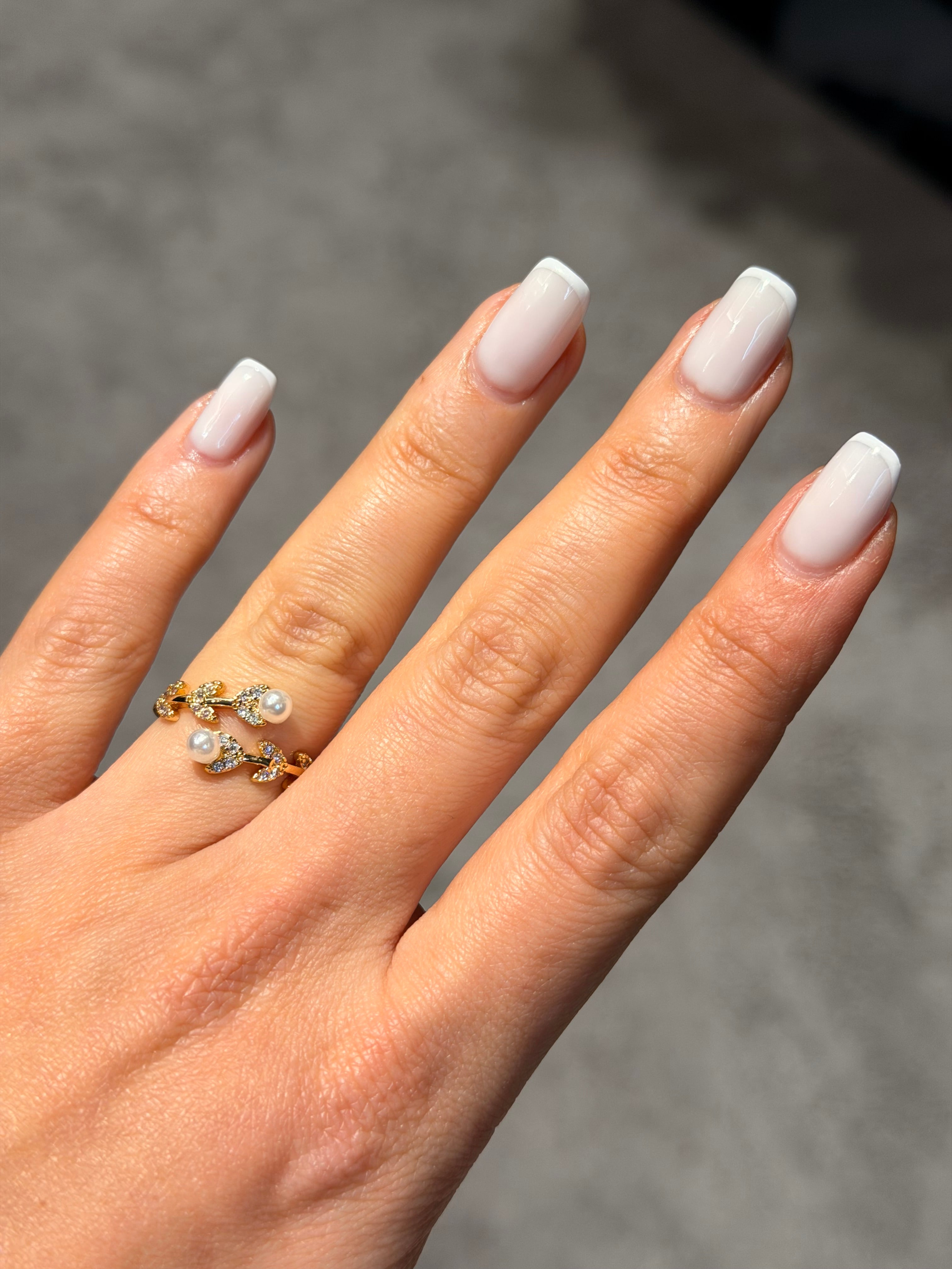 İncili Yaprak Model Ayarlanabilir Yüzük Gold Ürün ana görseli