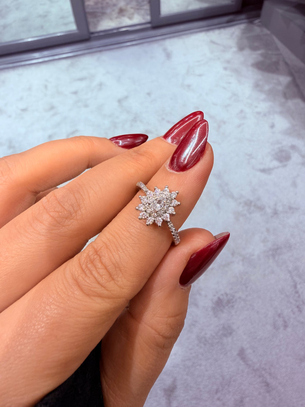 Lotus Pırlanta Silver Detaylı Ayarlanabilir Yüzük