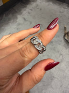 Pırlanta Taşlı Halat Model Ayarlanabilir Silver Yüzük