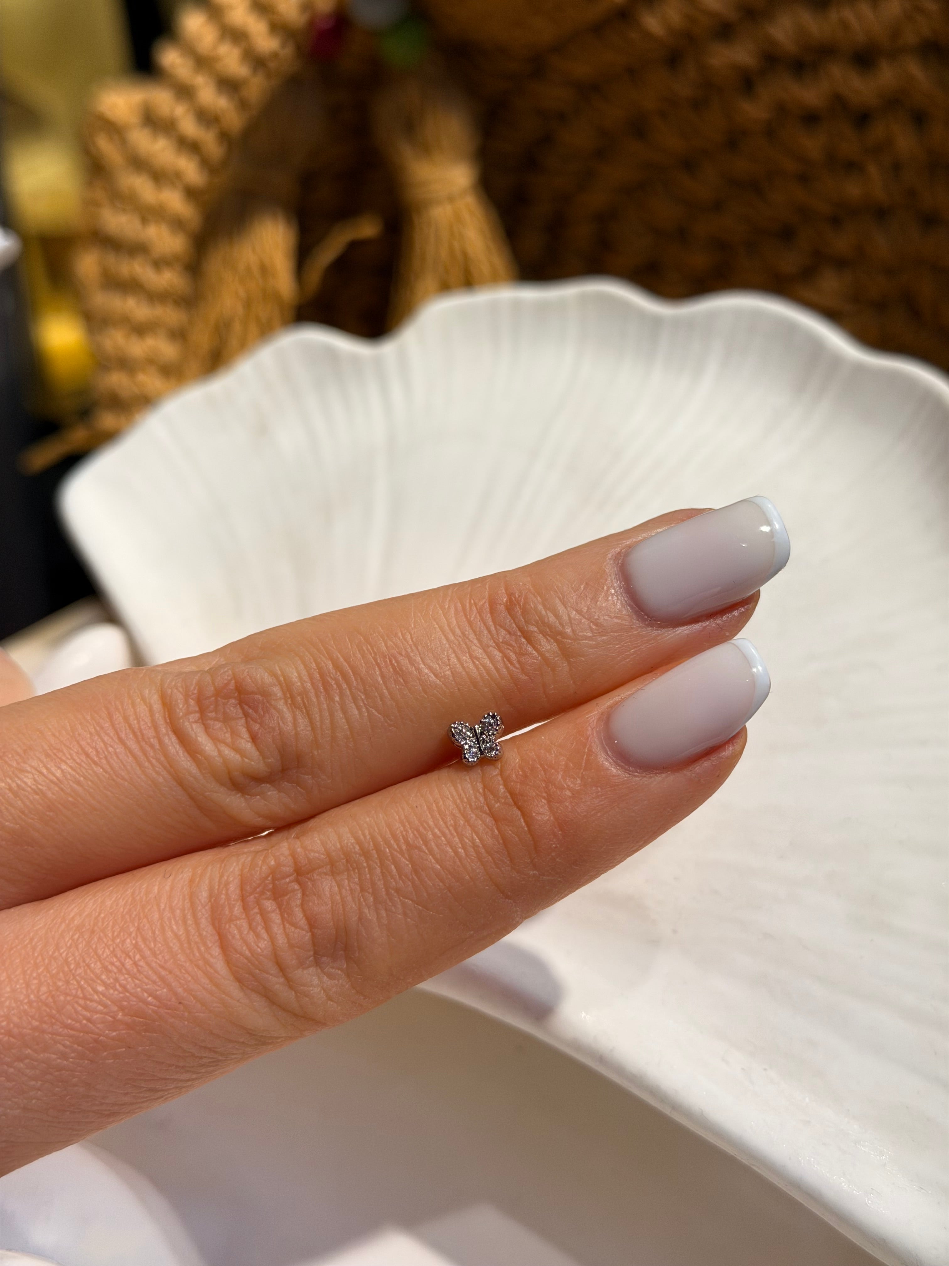 Mini Kelebek Model Cerrahi Piercing Silver