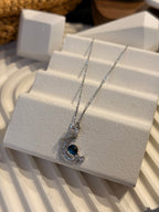 Gezegen Model Taşlı  Kolye Silver