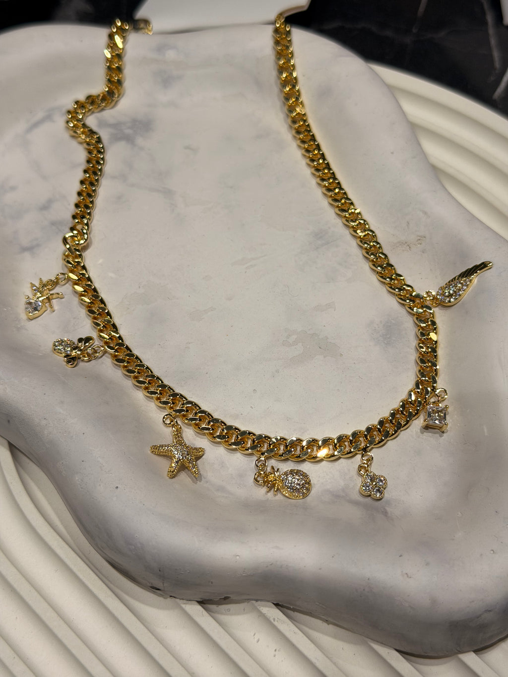 14k Altın Kaplama Tasarım Şans Kolyesi