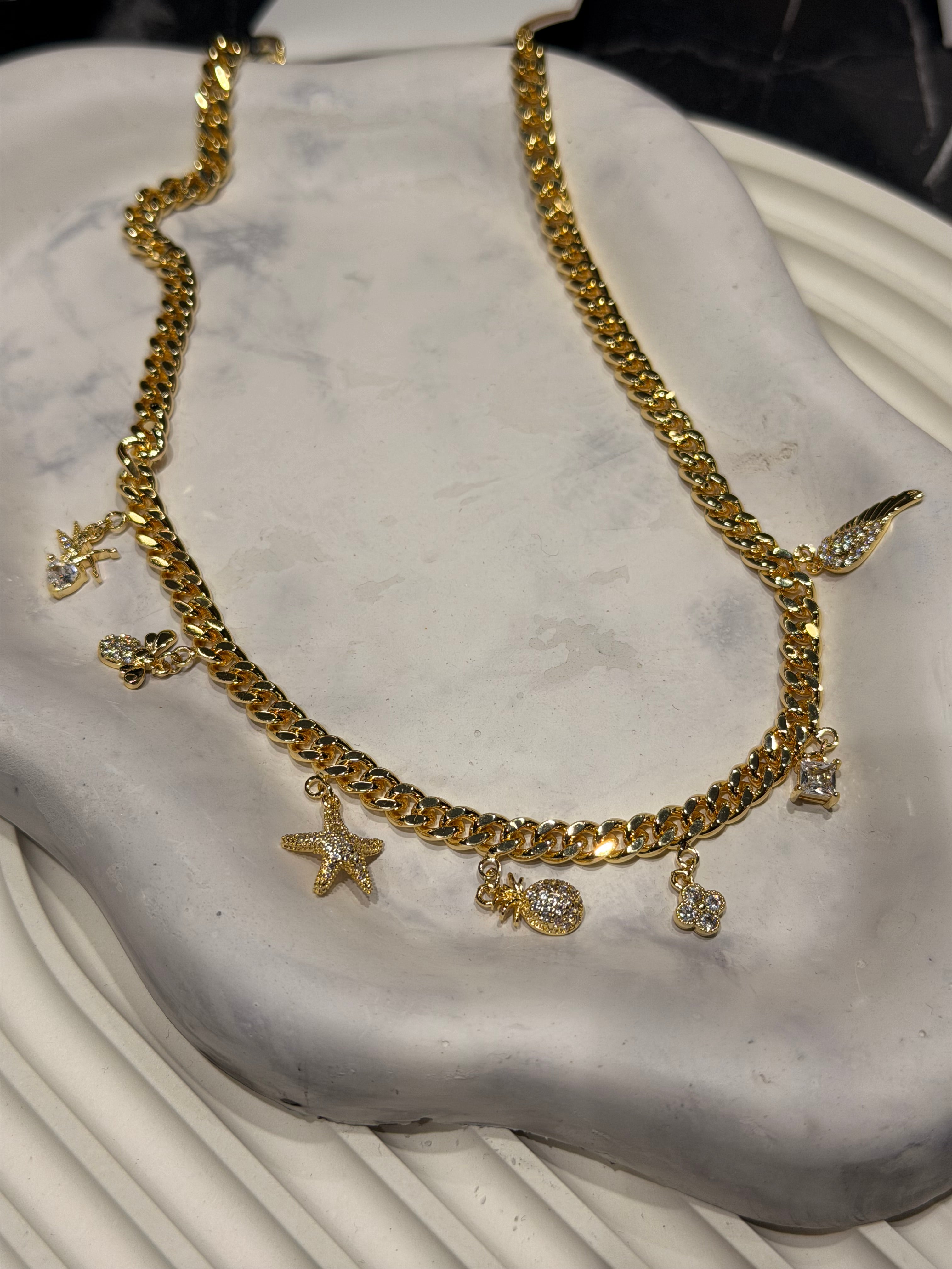 14k Altın Kaplama Tasarım Şans Kolyesi