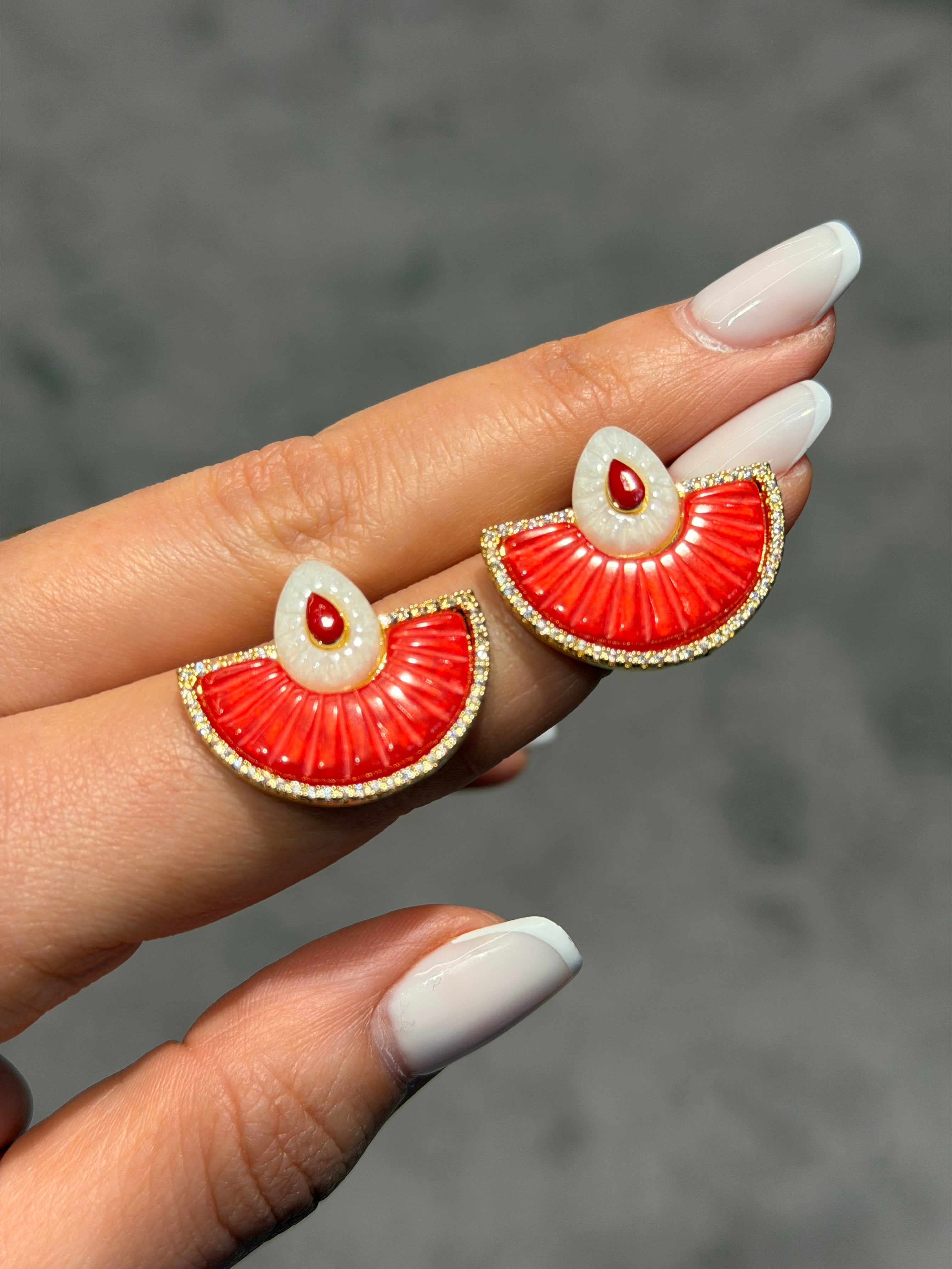 Yelpaze Model Nar Çiçeği Küpe Ürün ikincil görseli
