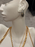 Taşlı Damla Küpe Silver