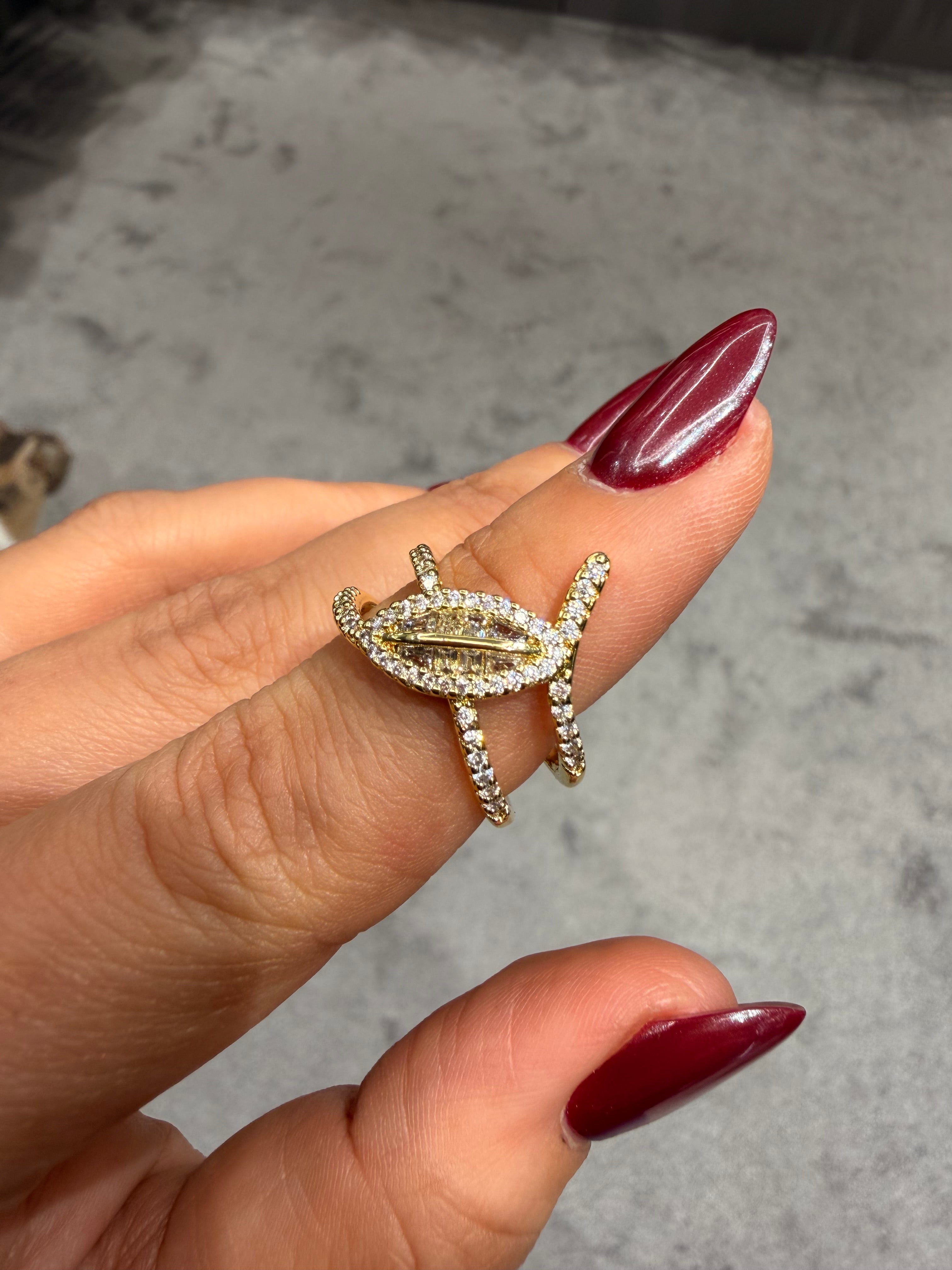 Yaprak Tasarım Model Ayarlanabilir Yüzük Gold Ürün ana görseli