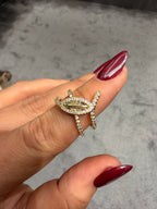 Yaprak Tasarım Model Ayarlanabilir Yüzük Gold