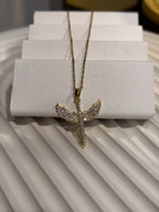 Taşlı Büyük Anka Şans Kolyesi Gold