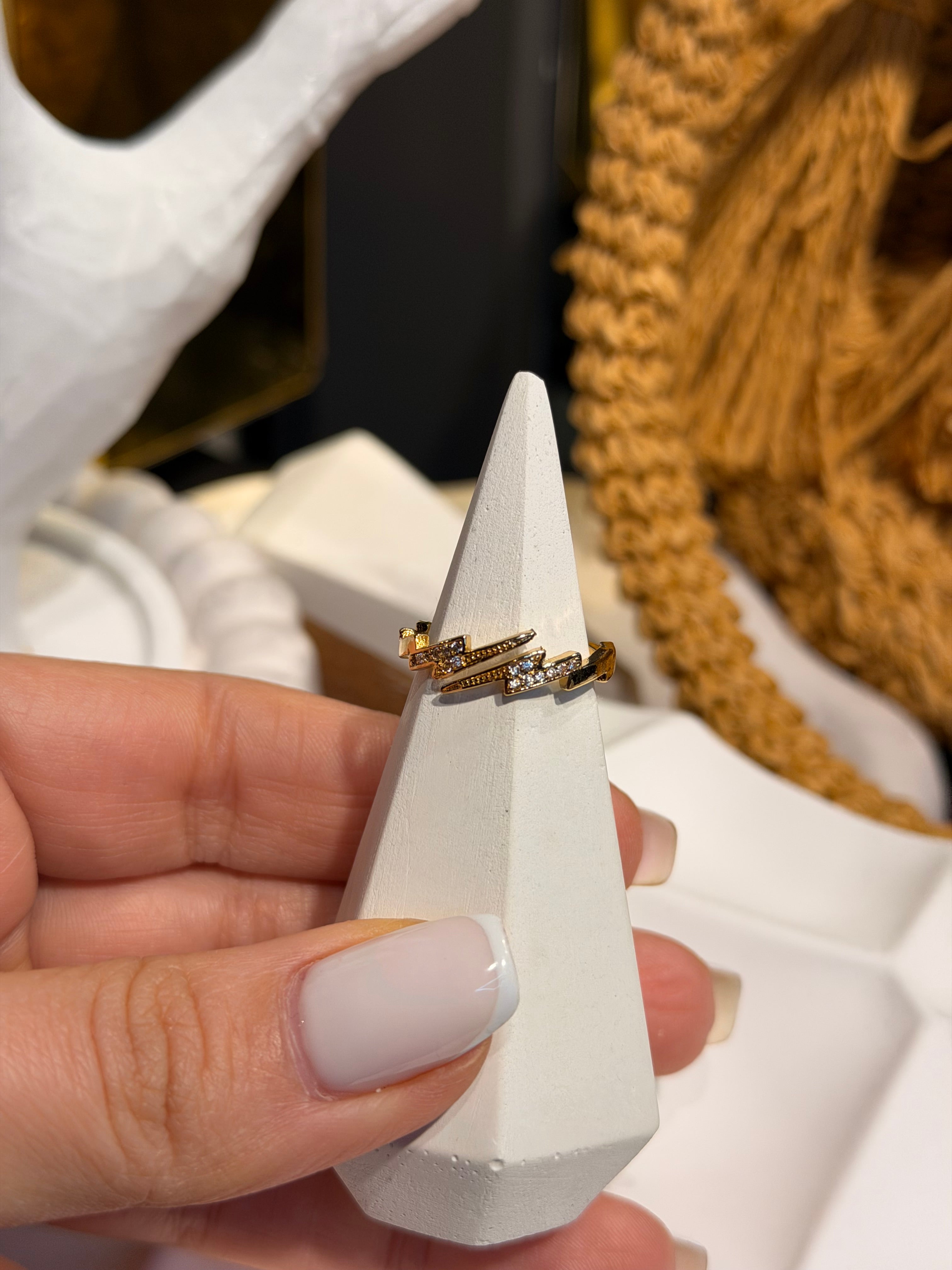 Şimşek Model Ayarlanabilir Yüzük Gold