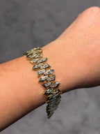 14k Kuyumcu Modeli Kalın Zikzak Model Taşlı Bileklik