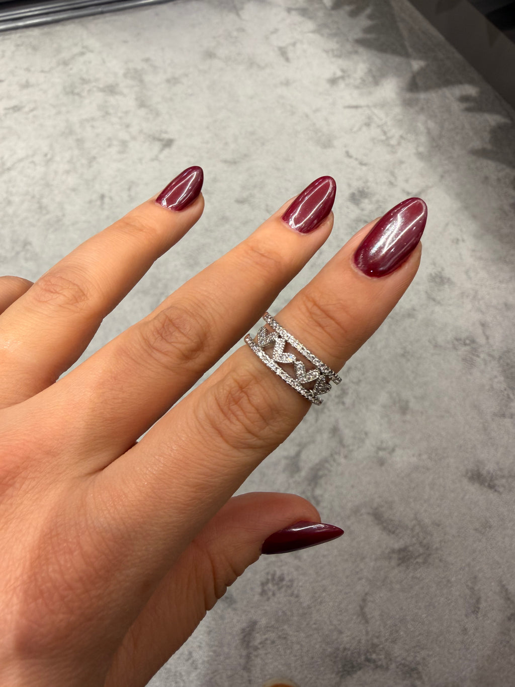 Mini Kalpler Model Ayarlanabilir Silver Yüzük