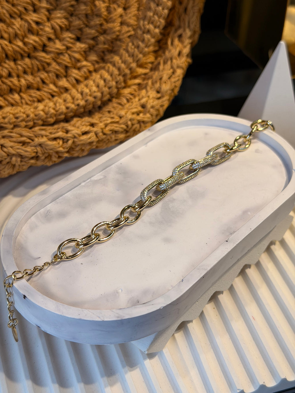 Xuping Seri 14k Altın Kaplama Pırlanta Taşlı Halat Bileklik