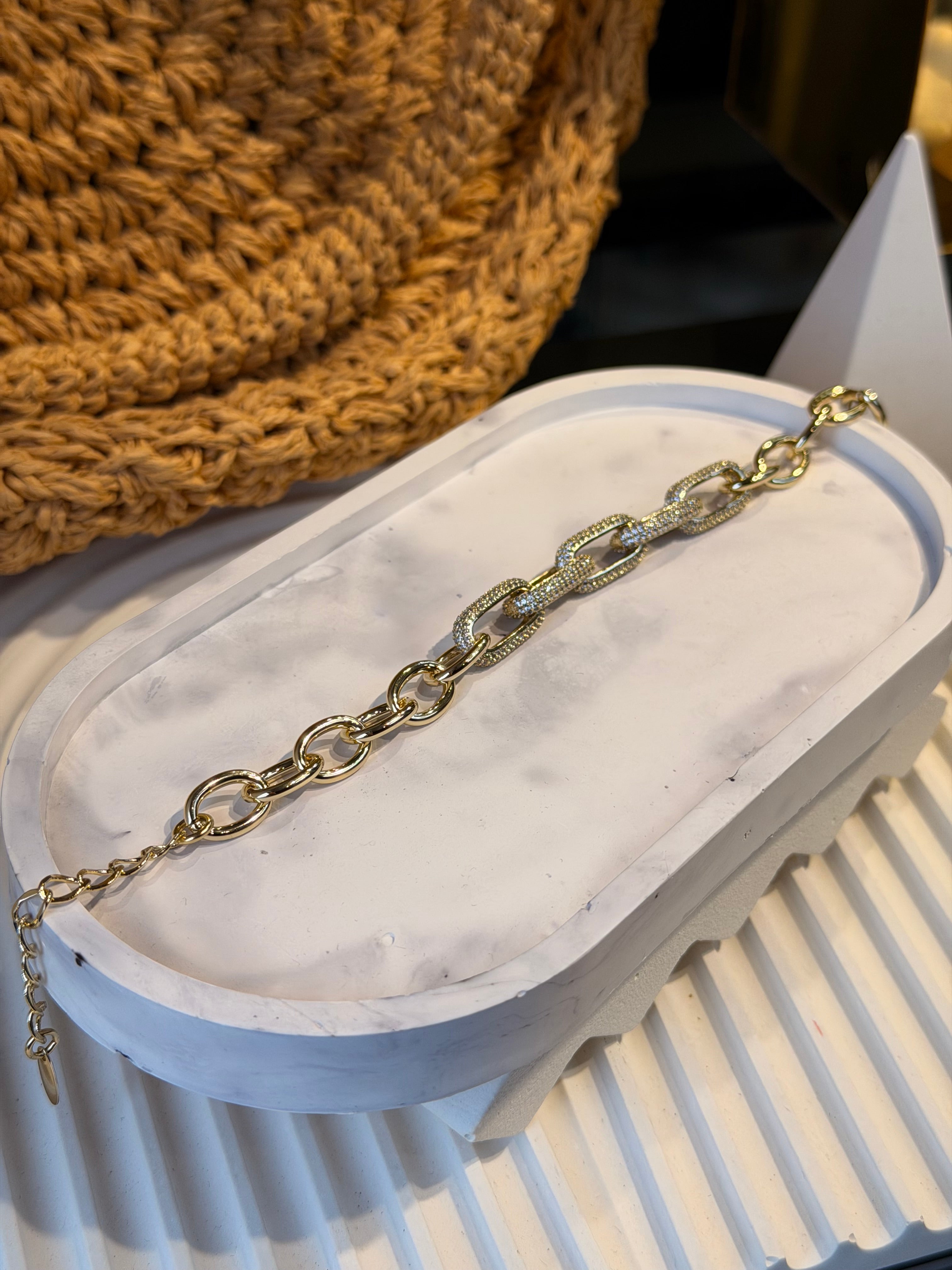 Xuping Seri 14k Altın Kaplama Pırlanta Taşlı Halat Bileklik