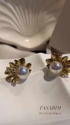 Xuping Vıntage İnci Yelpaze Model Küpe