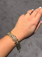 14k Kuyumcu Modeli Kalın Zikzak Model Taşlı Bileklik