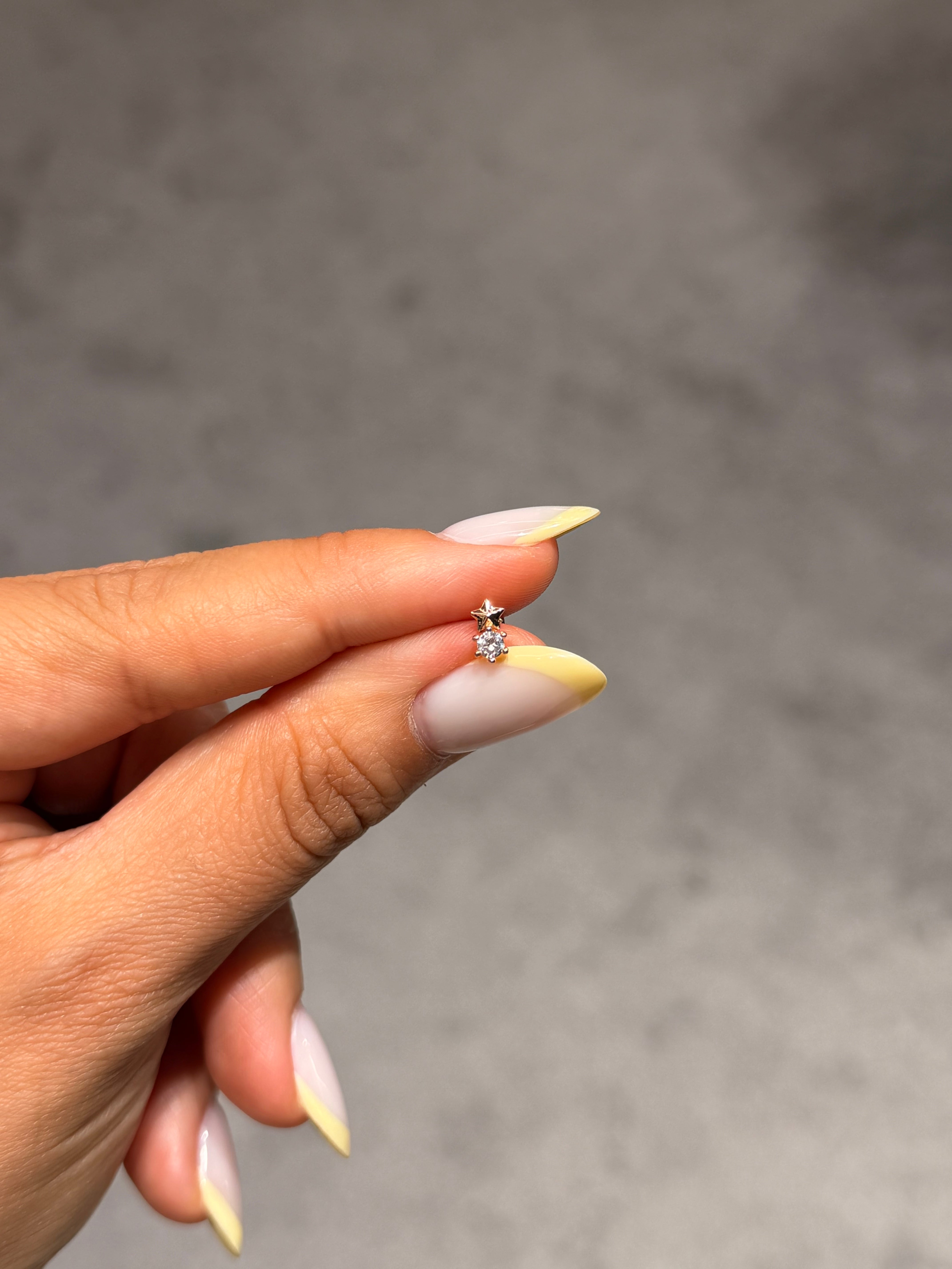 Pırlanta Taşlı Yıldız Model Cerrahi Piercing Rose Gold Ürün ana görseli