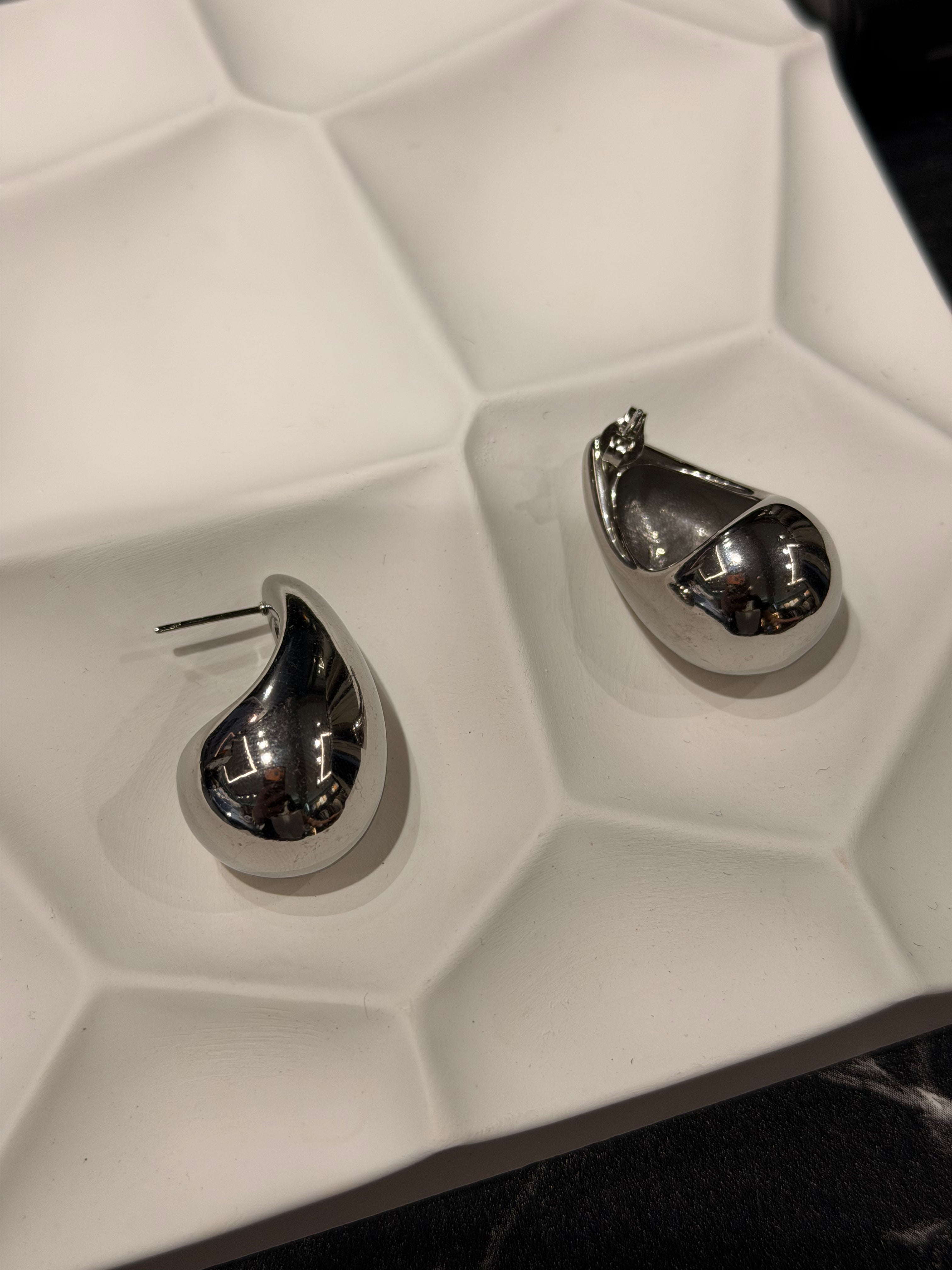 Büyük Damla Model Küpe Silver